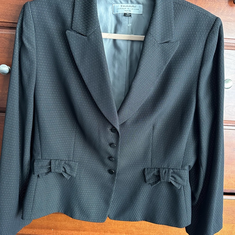 Tahari Textured Black Suit (skirt) with Bow Accents
